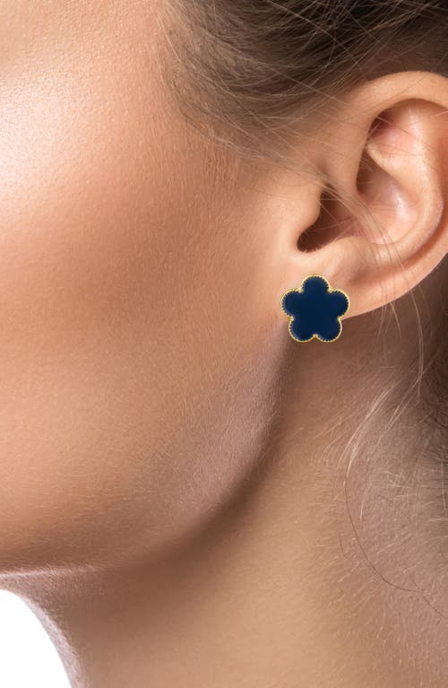 Jardin Resin & Crystal 3-pack Assorted Clover Stud Earrings In Navy/gold
