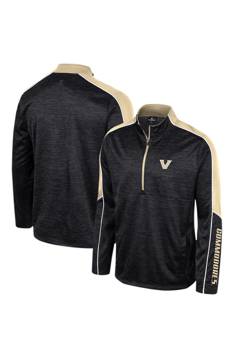 COLOSSEUM Men's Colosseum Black Vanderbilt Commodores Marled Half-Zip Jacket, Main, color, 