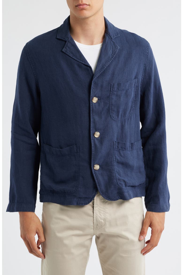 Navy Linen Three-Button Sport Coat, Alternate, color, NAVY