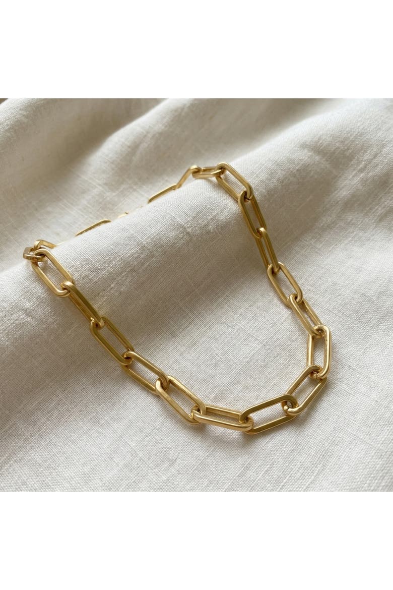 Yasmine 6mm Paperclip Anklet 18k Gold Plated 10" Length, Alternate, color, 18k Gold