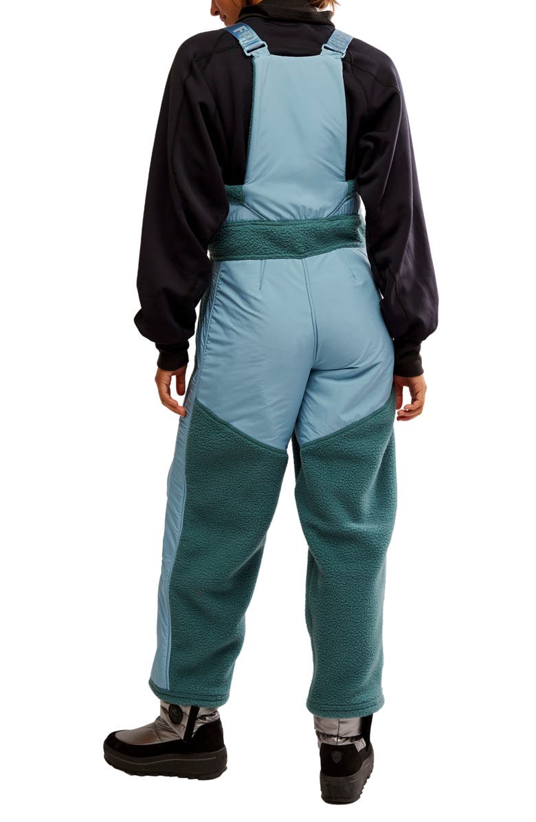 Free People Hit the Slopes High Pile Fleece Snow Bibs, Alternate, color, Midnight Jade Combo