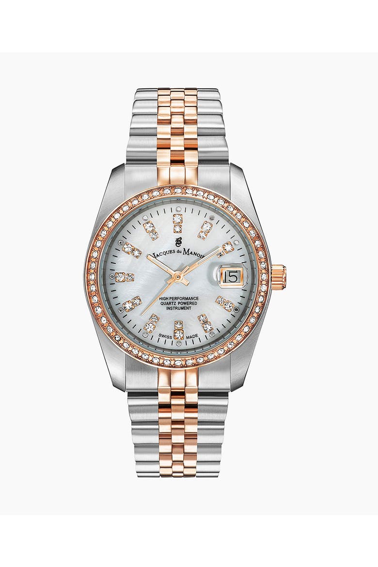 Inspiration - 36mm, Brown Dial, Two-Tone Stainless Steel Ladies Watch, Main, color, White Dial,Rose, Silver