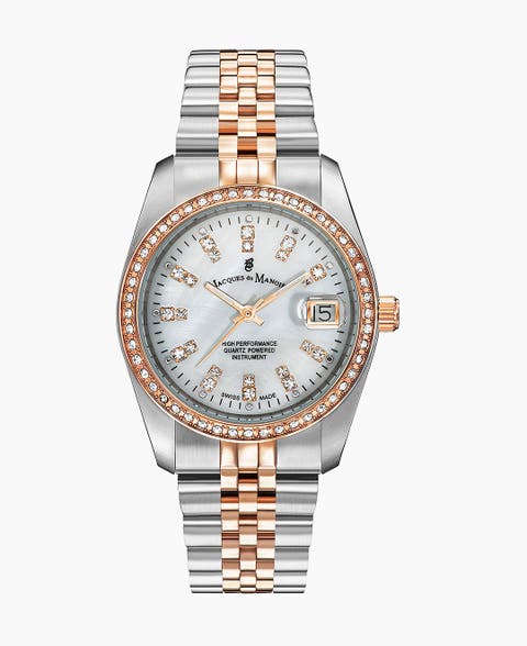 Jacques Du Manoir Inspiration - 36mm, Brown Dial, Two-Tone Stainless Steel Ladies Watch
