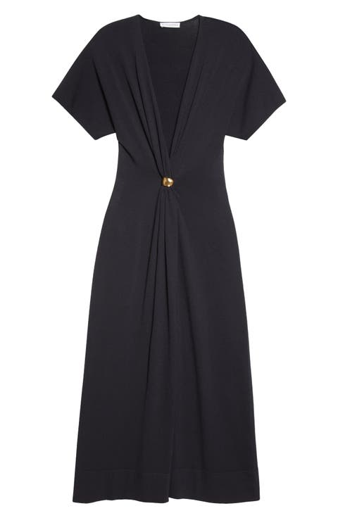 Jolie Plunge Neck Stretch Cotton Dress