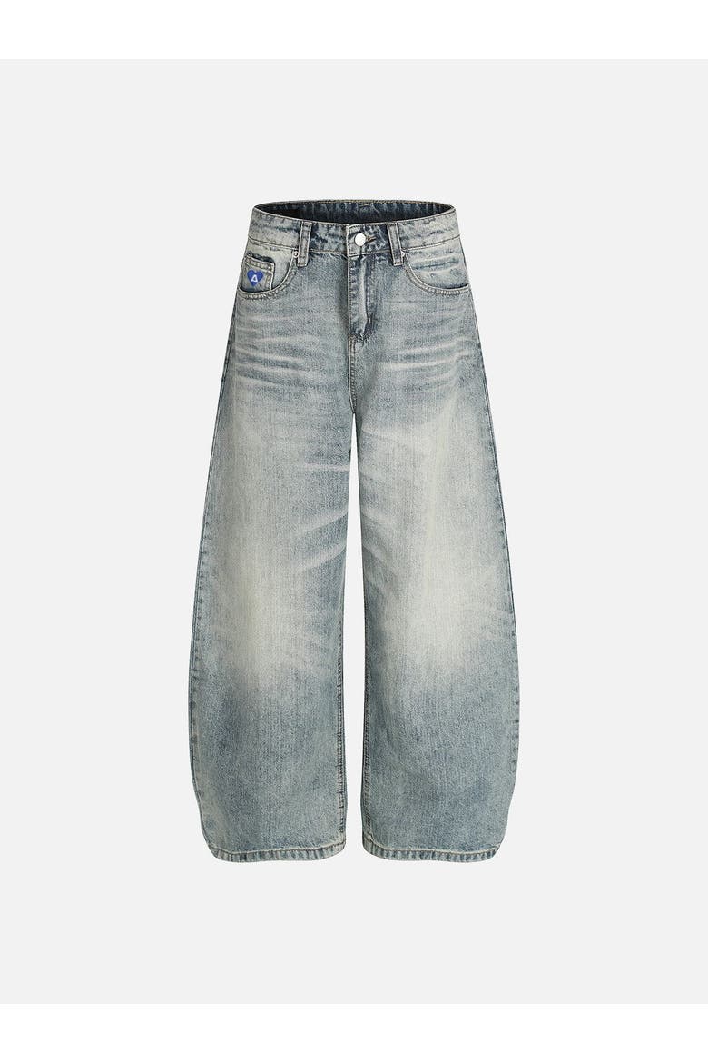Baggy Barrel Washed Jeans, Alternate, color, Blue