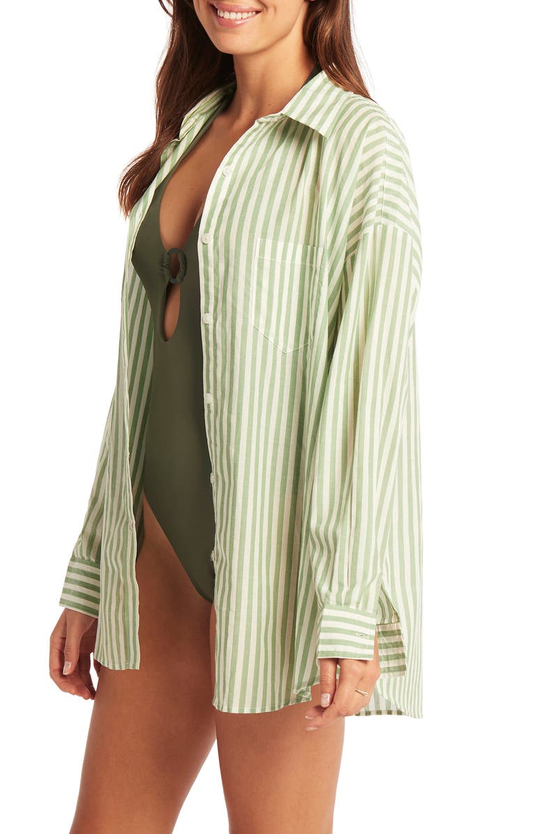 Sea Level Sails Beach Stripe Cover-Up Tunic, Alternate, color, 
