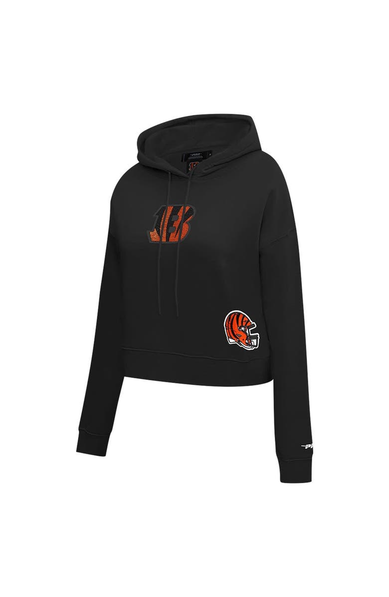 PRO STANDARD Women's Pro Standard Black Cincinnati Bengals Jeweled Cropped Pullover Hoodie, Alternate, color,