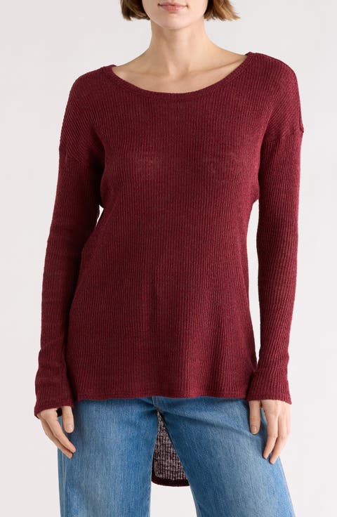 Boat Neck High-Low Sweater
