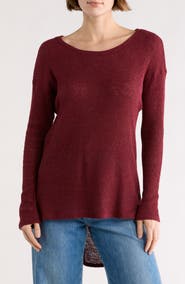 GO COUTURE Boat Neck High-Low Sweater