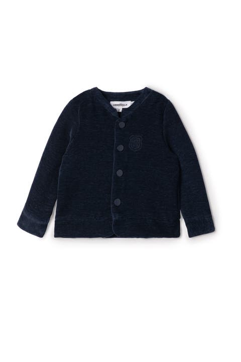 Velvet Crest Embroidered Button Front Blazer (Toddler, Little Kid & Big Kid)