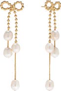 EYE CANDY LOS ANGELES Melina Freshwater Pearl Bow Drop Earrings