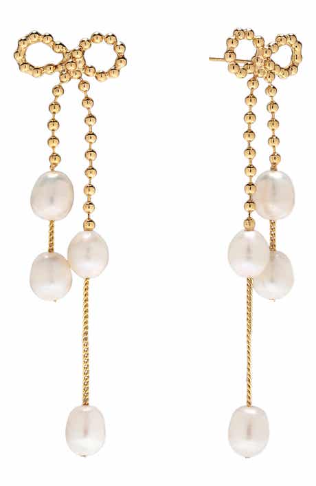 EYE CANDY LOS ANGELES Melina Freshwater Pearl Bow Drop Earrings