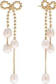 EYE CANDY LOS ANGELES Melina Freshwater Pearl Bow Drop Earrings