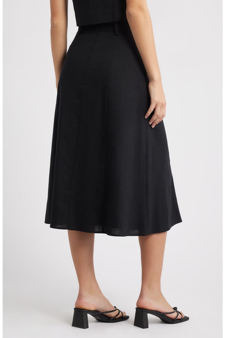 Cynthia Button-Through Midi Skirt, Alternate, color, BLACK