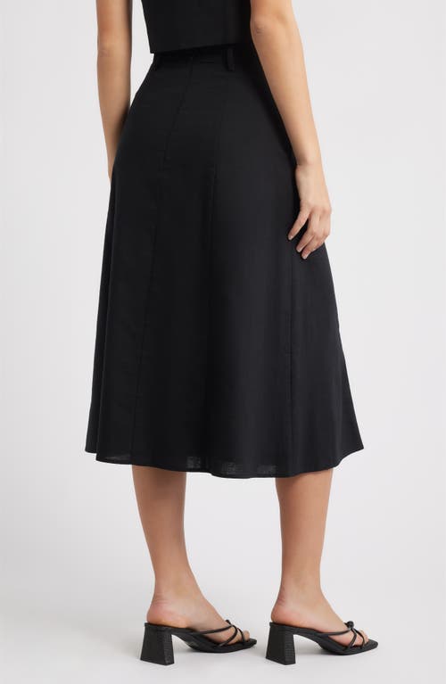Wayf Cynthia Button-through Midi Skirt In Black