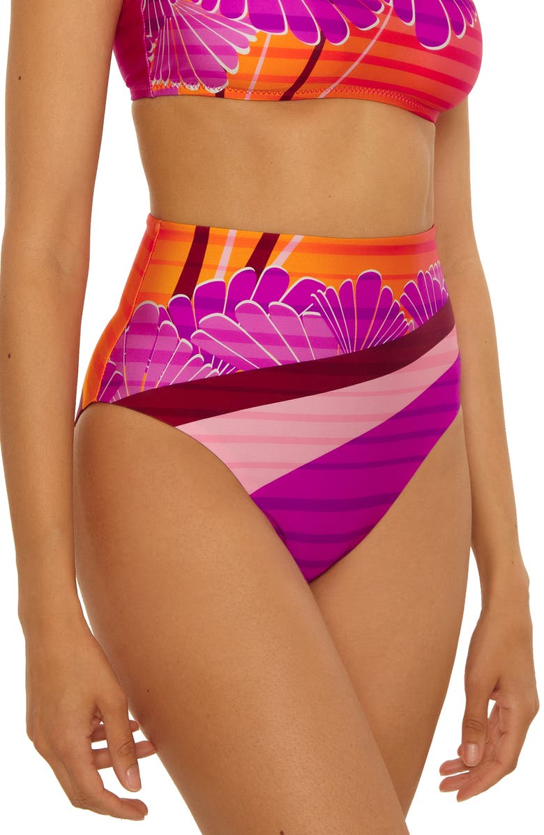 Trina Turk Rhodes High Waist Bikini Bottoms, Alternate, color, Multi