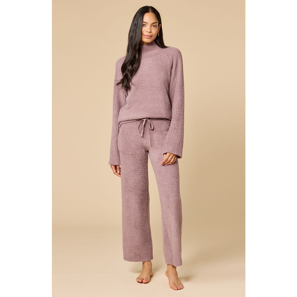 Softies Solid Marshmallow Rib Mock Neck With Long Pant In Pink