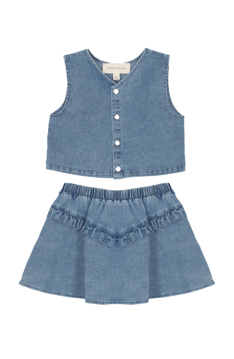 Mabel + Honey Zoey Denim Two Piece Dress Set, Main, color, Blue