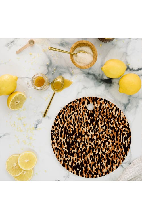 Deny Designs Leopard Print Cutting Board In Black