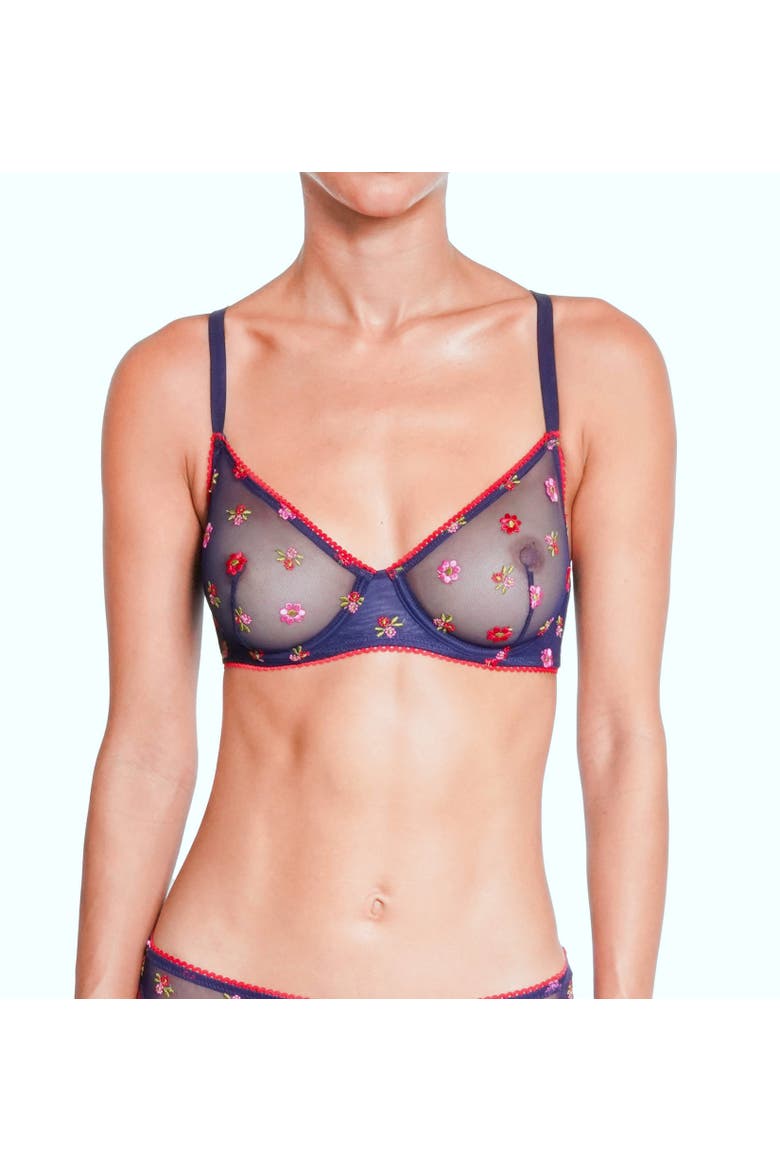 Bisou Lace Underwire Bra, Alternate, color, Navy