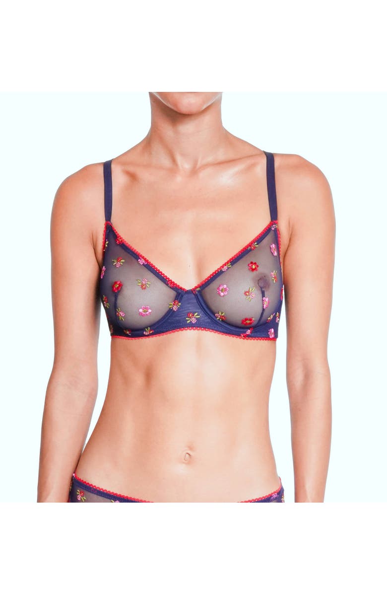 Huit Bisou Lace Underwire Bra, Alternate, color, Navy