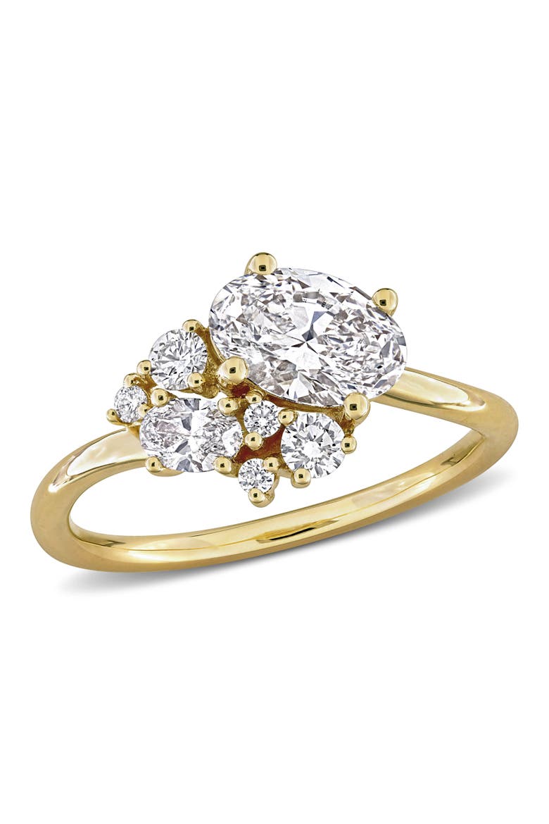 1-1/3 CTW Lab-Grown Diamond Cluster Ring 14k, Main, color, Yellow Gold