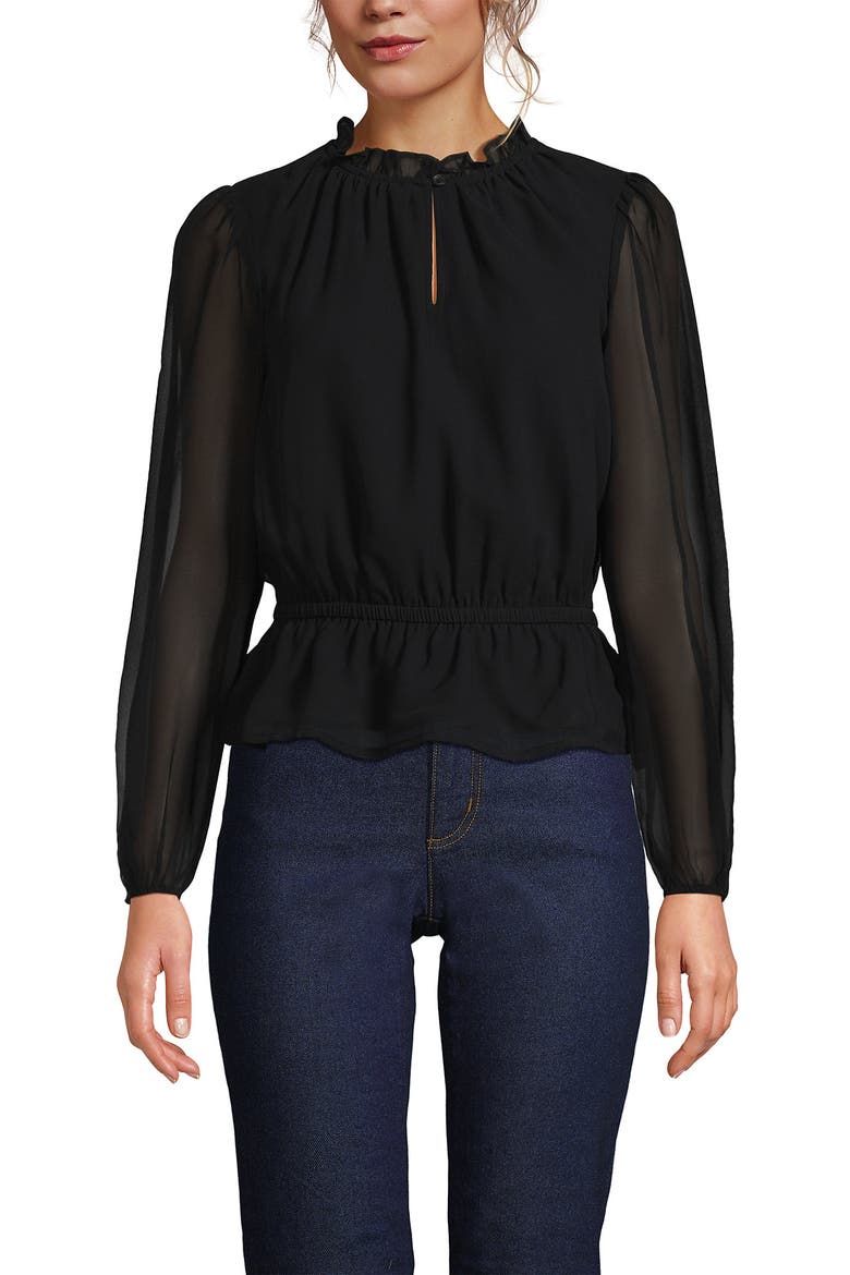 Chiffon Peplum Top, Main, color, Black