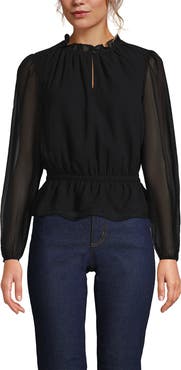 Lands' End Chiffon Peplum Top