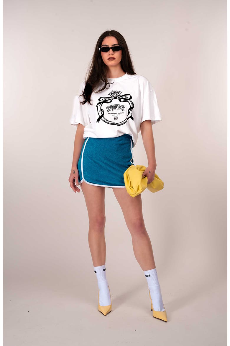 Wifey Ring Oversized Crop Tee, Alternate, color, White