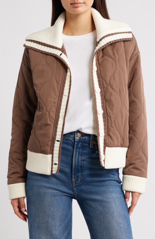 Thread & Supply Knit Collar Quilted Jacket In Brown