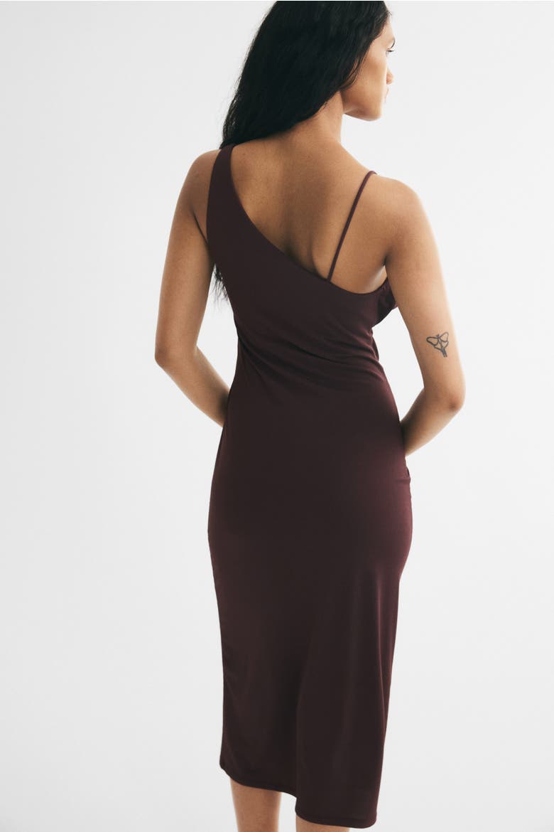 Draped Asymmetric Dress, Alternate, color, Dark brown