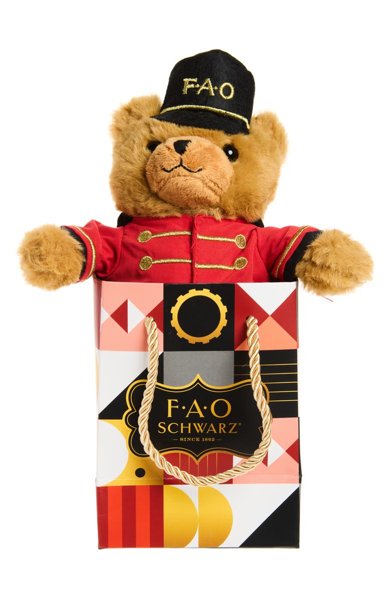 FAO Schwarz Bear Soldier Plush Stuffed Animal, Main, color, Brown
