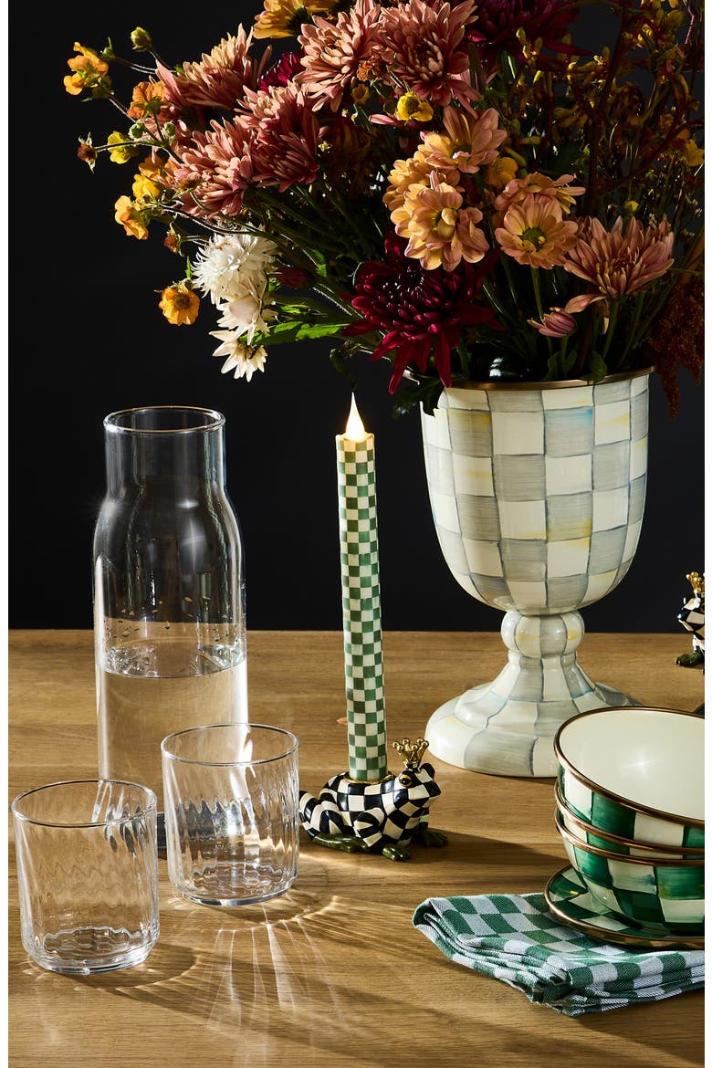 Set of 2 Emerald Check Flameless Dinner Candles, Alternate, color, EMERALD