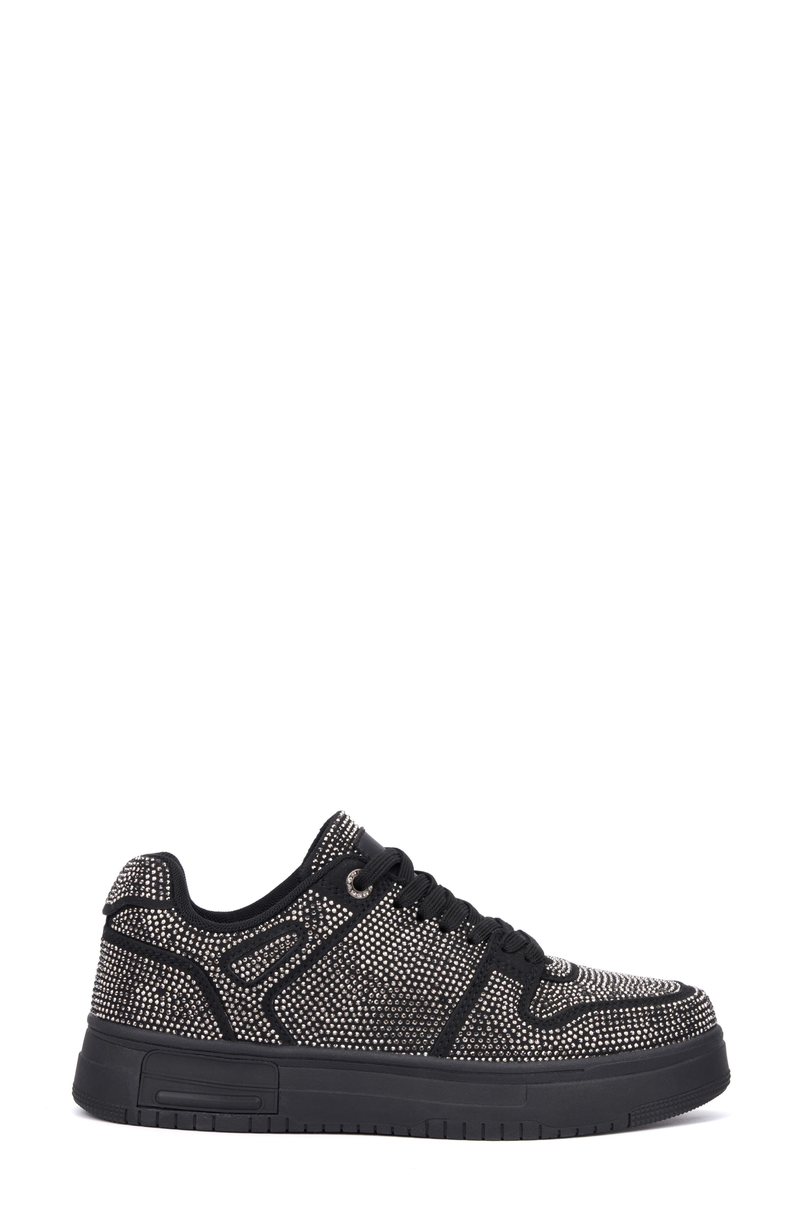 OLIVIA MILLER Sunshine Rhinestone Sneaker, Alternate, color, Black
