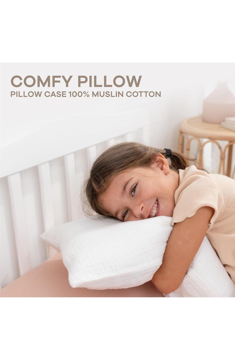 Comfy Cubs Toddler Pillows with Soft Muslin Pillow Case, Alternate, color, White