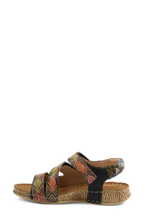 L'artiste By Spring Step Versa Slingback Wedge Sandal In Black Multi