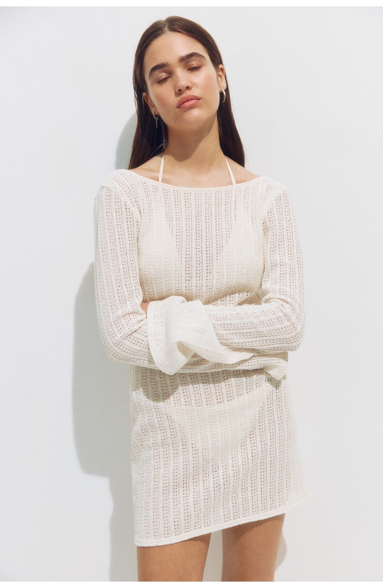 H&M Boat-neck beach dress, Alternate, color, White