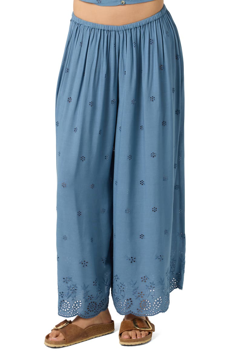 Delaney Eyelet Wide Leg Pants, Main, color, PROVINCIAL BLUE