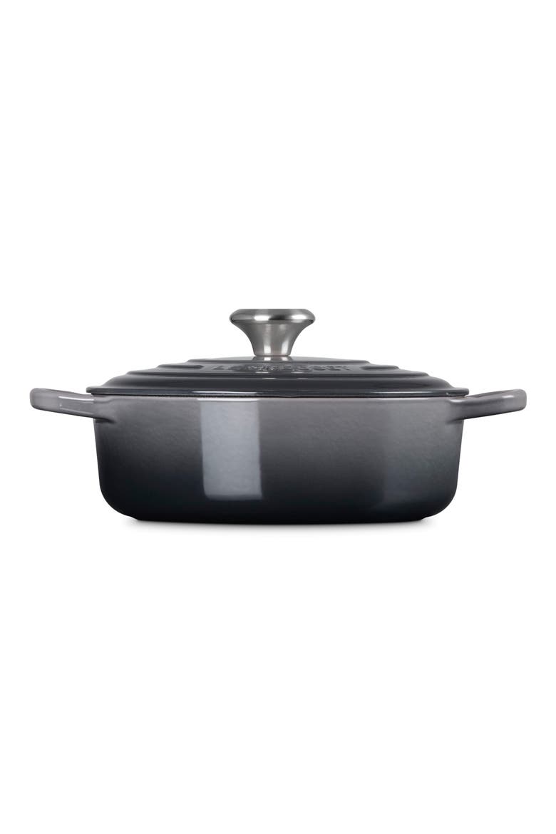 Signature 3.5-Quart Round Wide Enamel Cast Iron Dutch Oven, Alternate, color, OYSTER