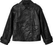 AllSaints Reya Crop Leather Trench Coat