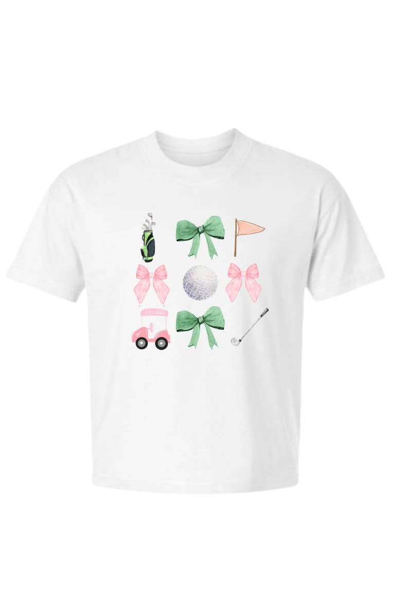 Sweet Wink Bow Golf Girl Adult Short Sleeve T-Shirt, Main, color, White