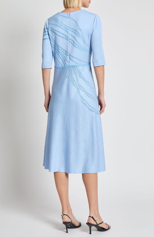 Misook Tonal Abstract Fit And Flare Dress In Arctic