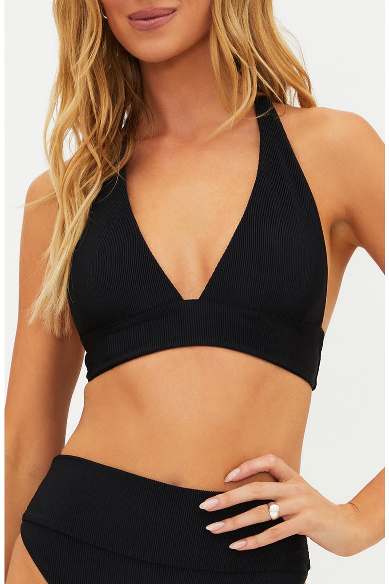 Laurel Halter Bikini Top, Main, color, BLACK