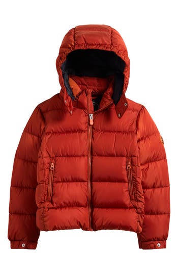 Save The Duck Kids' Shiny Water Repellent Puffer Jacket With Detachable Hood In Red