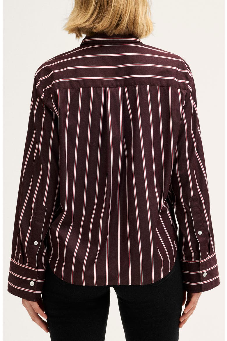 The Signature Stripe Y-Neck Shirt, Alternate, color, SMOKED CLARET STRIPE