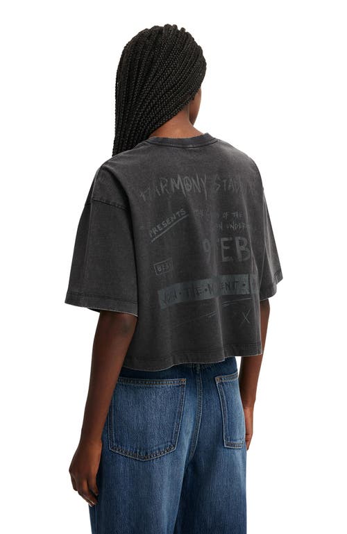 Cotton On The Cropped Boxy Graphic Tee In Harmony Stadium Washed Black