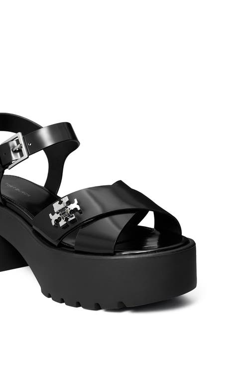 Tory Burch Turnlock Lug Sole Platform Sandal In Black