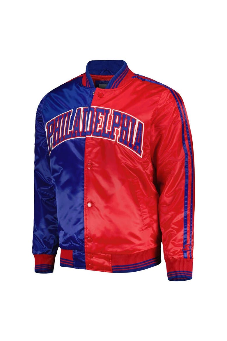 Men's Starter Royal/Red Philadelphia 76ers Fast Break Satin Full-Snap Jacket, Alternate, color, Royal