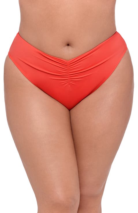 Smoothing and Sculpting Cinch Front High Cut Bikini Swimsuit Bottoms