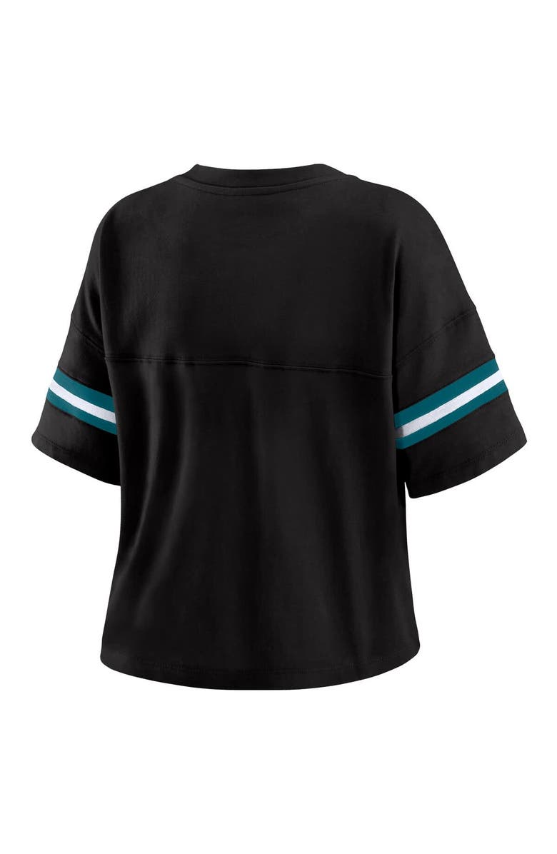 WEAR by Erin Andrews Women's WEAR by Erin Andrews Black/White Jacksonville Jaguars Plus Size Color Block Boxy T-Shirt, Alternate, color, 